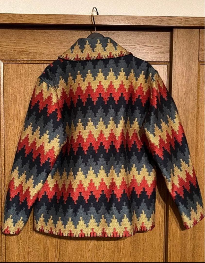 ★CALEE★メンズ ネイティブ柄ショールカラージャケット