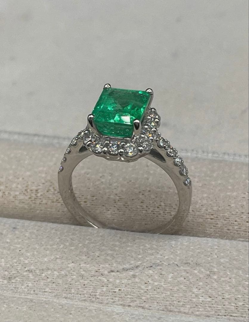 JL201★最高級 コロンビア産エメラルド2.718ct D pt リング ソ付