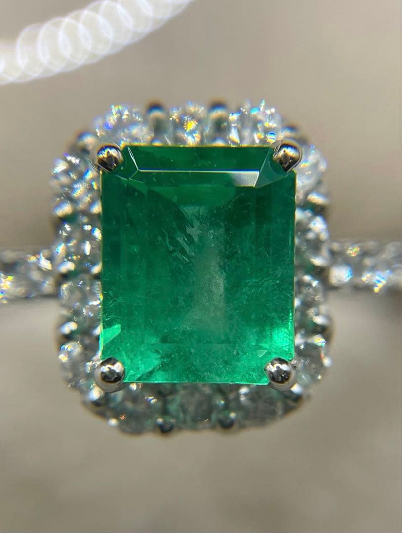 JL201★最高級 コロンビア産エメラルド2.718ct D pt リング ソ付