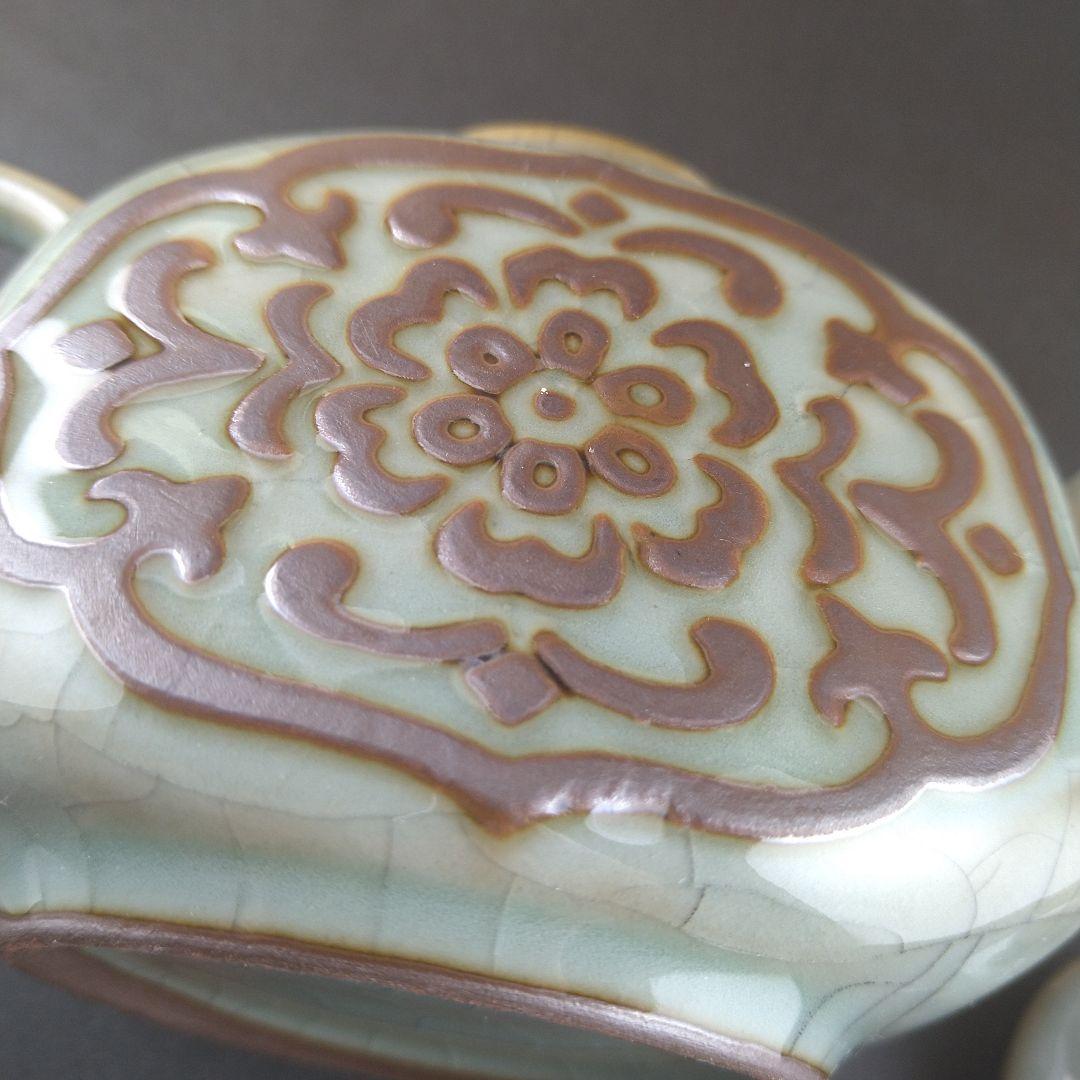 中国　人間国宝　毛正聪　毛正聡　竜泉青磁　茶壺　中国茶器　急須