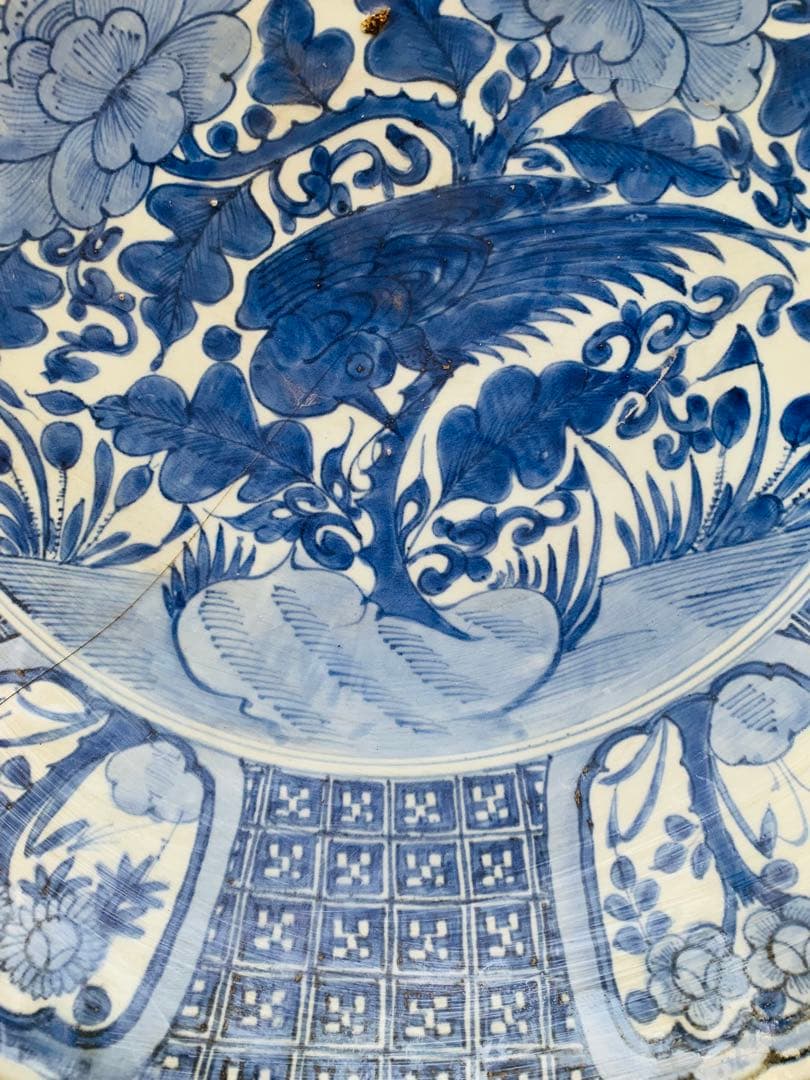 中国明時代花鳥文様 平皿 直径約46cm(phuonganh05206)