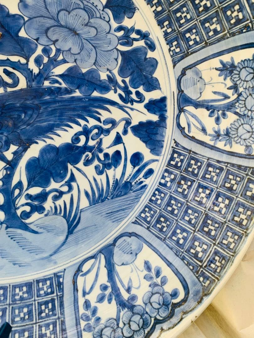 中国明時代花鳥文様 平皿 直径約46cm(phuonganh05206)