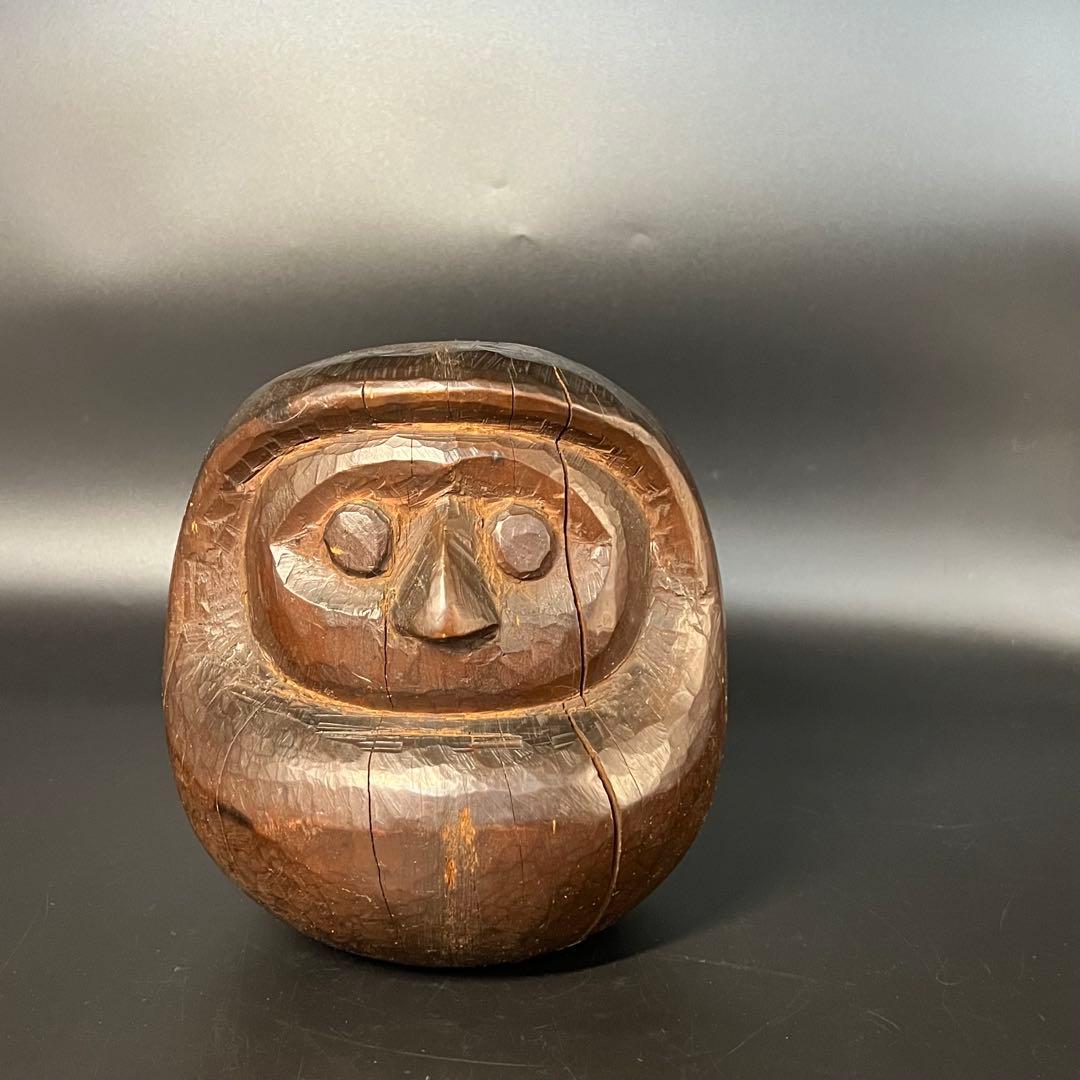 ◎古道具 庵々◎木彫 だるま 木型20cm◎張子型◎江戸時代郷土玩具古民具置物