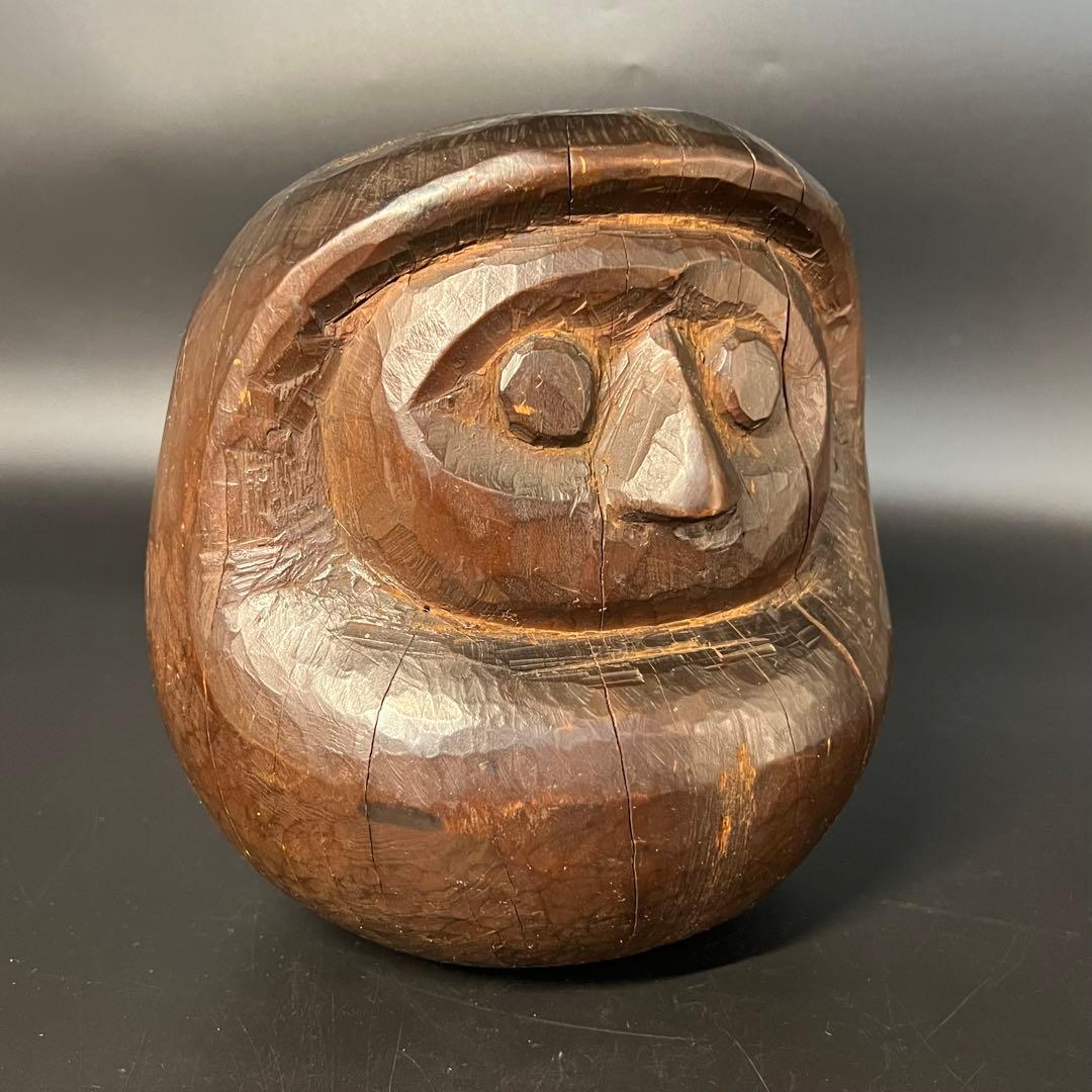 ◎古道具 庵々◎木彫 だるま 木型20cm◎張子型◎江戸時代郷土玩具古民具置物