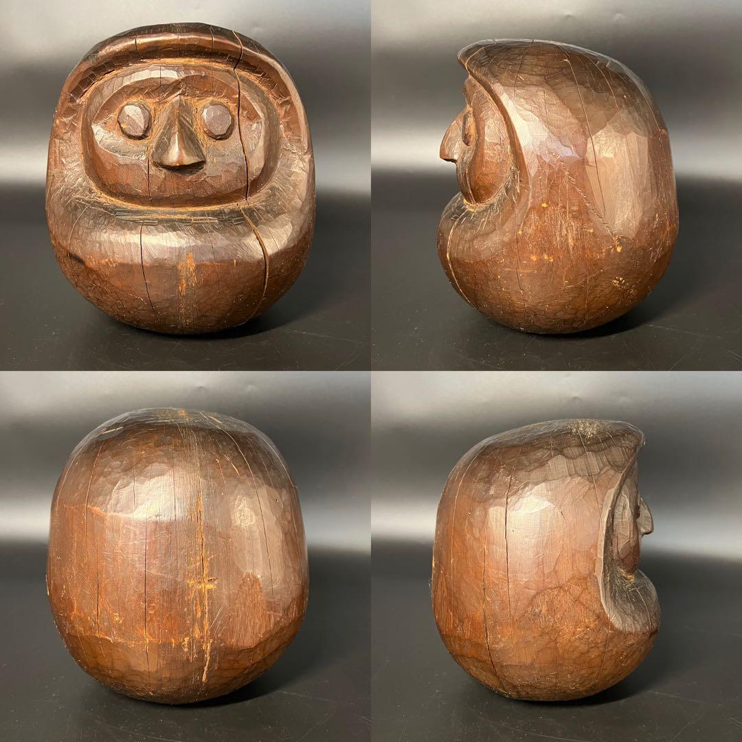 ◎古道具 庵々◎木彫 だるま 木型20cm◎張子型◎江戸時代郷土玩具古民具置物