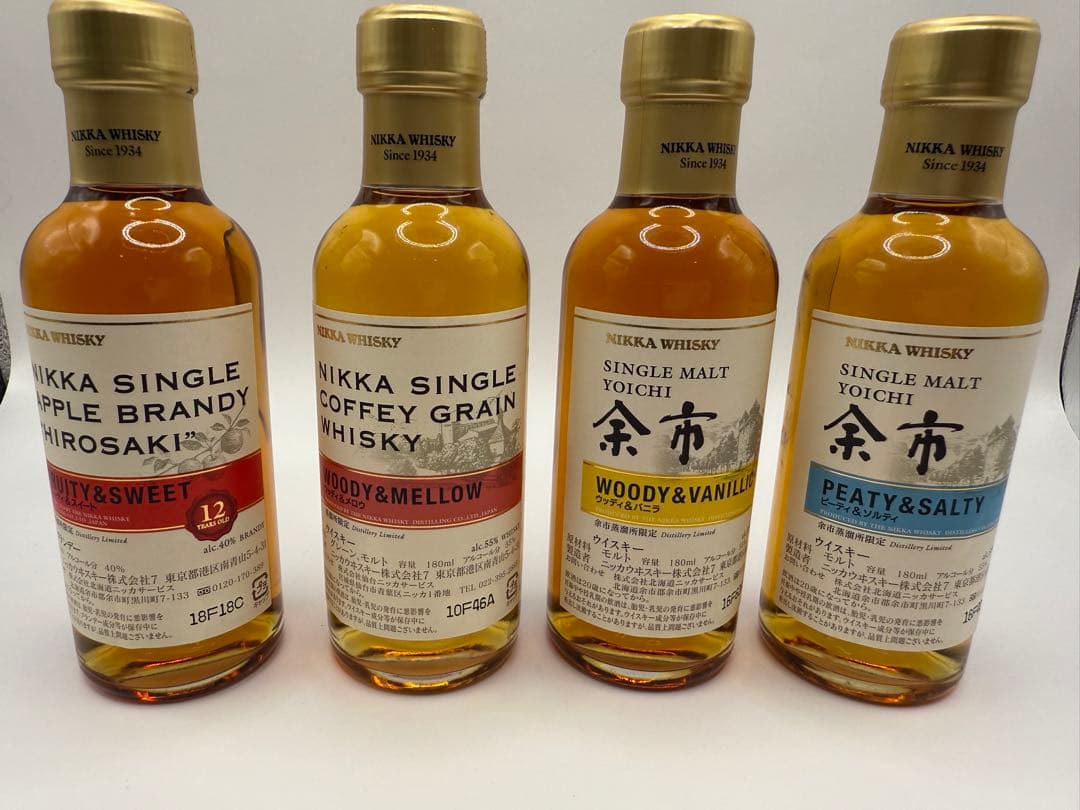 NIKKA 余市　シングルモルトウイスキー、ブランデー4本セット