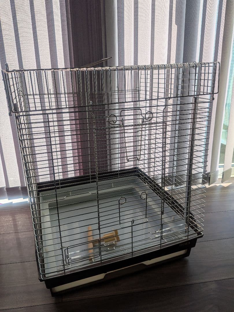 おやすみカバー付き　HOEI 中型鳥かご 引き出し式トレー付き　オカメインコ