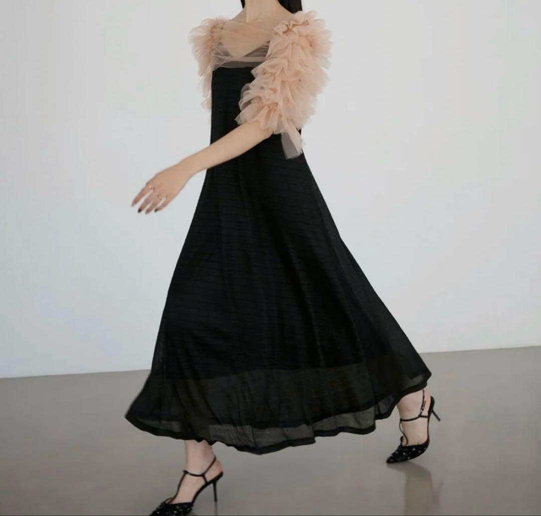 【LEJA】ティアードフリルチュールボレロワンピースドレス　Sサイズ