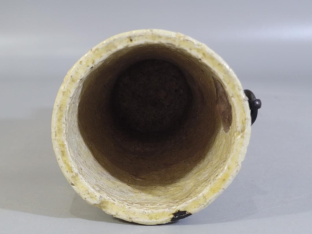 茶道具 黄瀬戸 砧 吊り花入 二代 小川長楽 共箱 美品 DT279