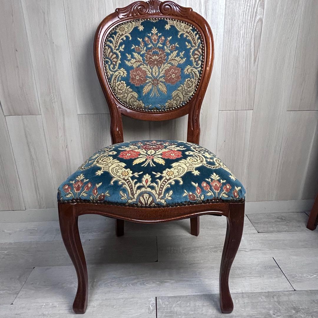 【アンティーク調】椅子 2脚セットダイニングチェア　猫脚 引き取り限定