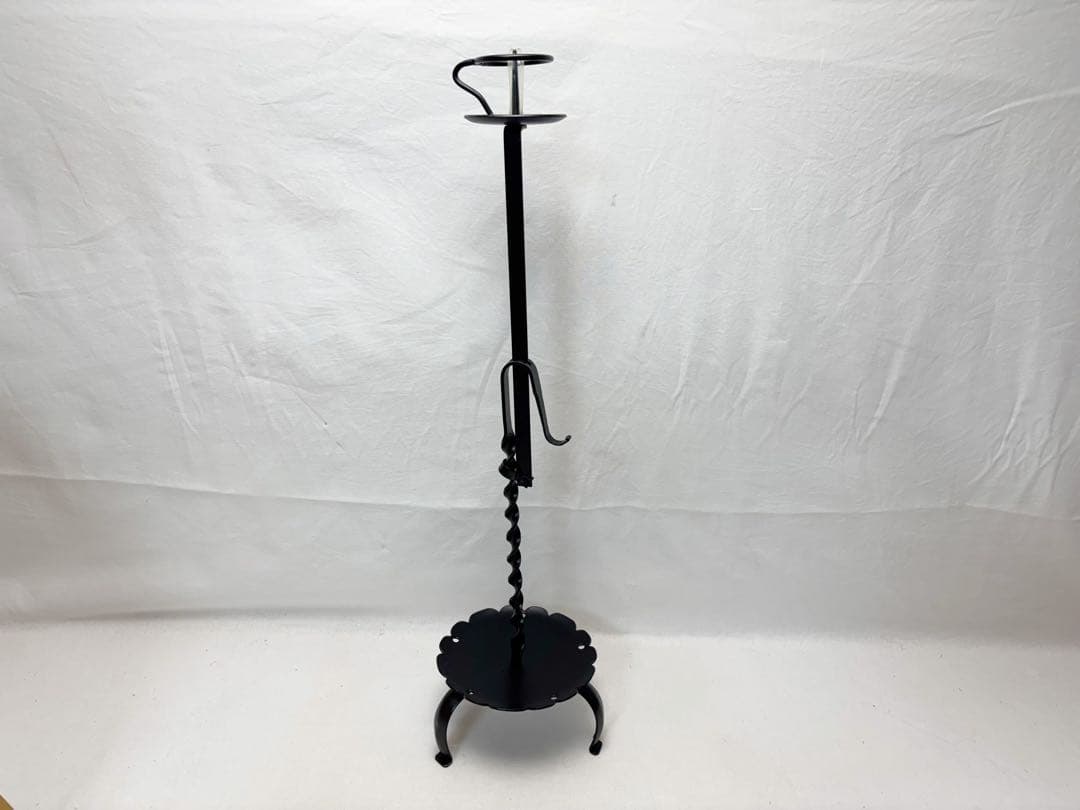 未使用 茶道具 膳燭 夜咄道具 燭台 鉄製 高さ調整機能 ローソク立て 紙箱