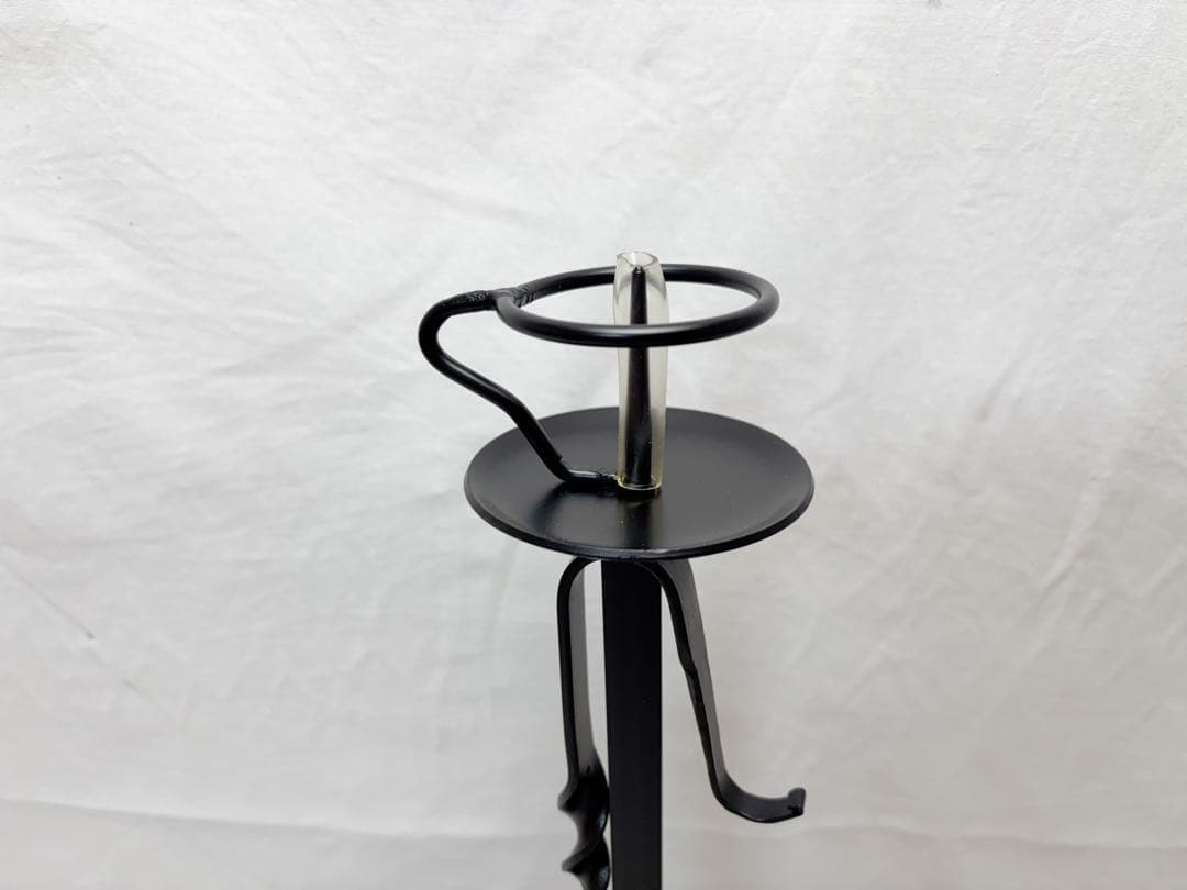 未使用 茶道具 膳燭 夜咄道具 燭台 鉄製 高さ調整機能 ローソク立て 紙箱