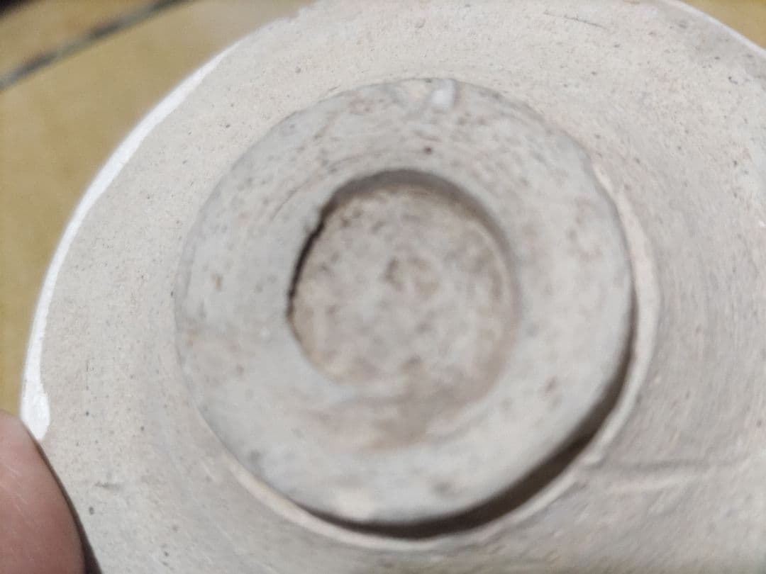 磁州窯（鉅鹿手）無地　白釉　厚縁　小皿　平盃（9.5㎝）