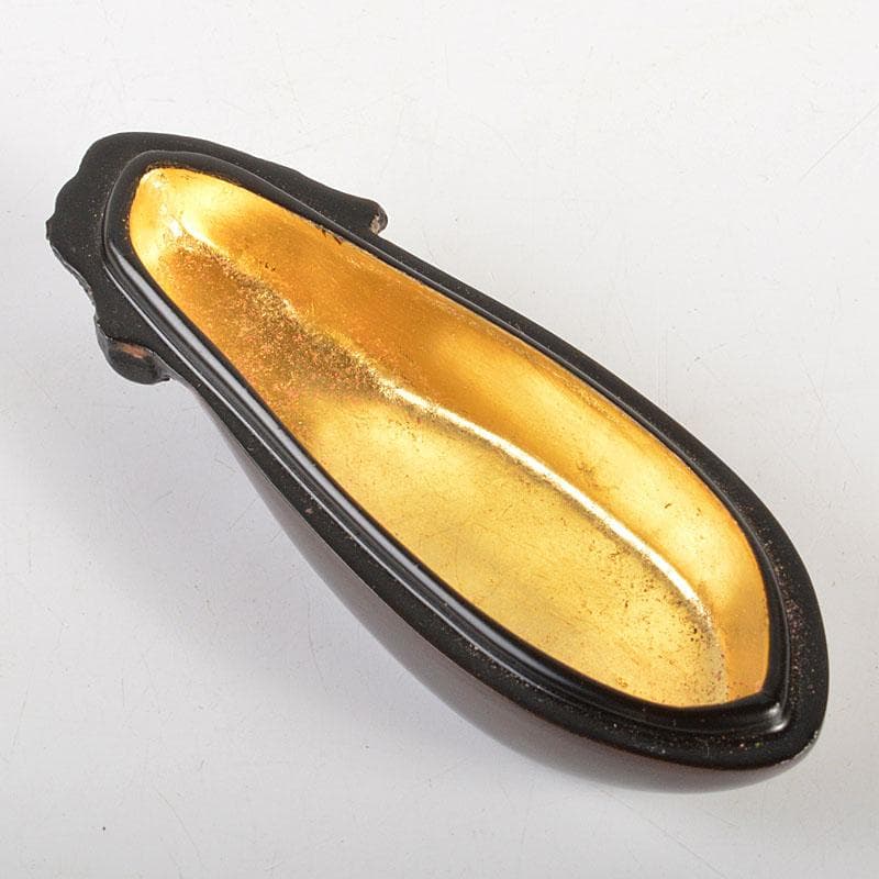 茶道具　輪島塗名工　細川幽斎造　茄子香合　共箱　V　6825