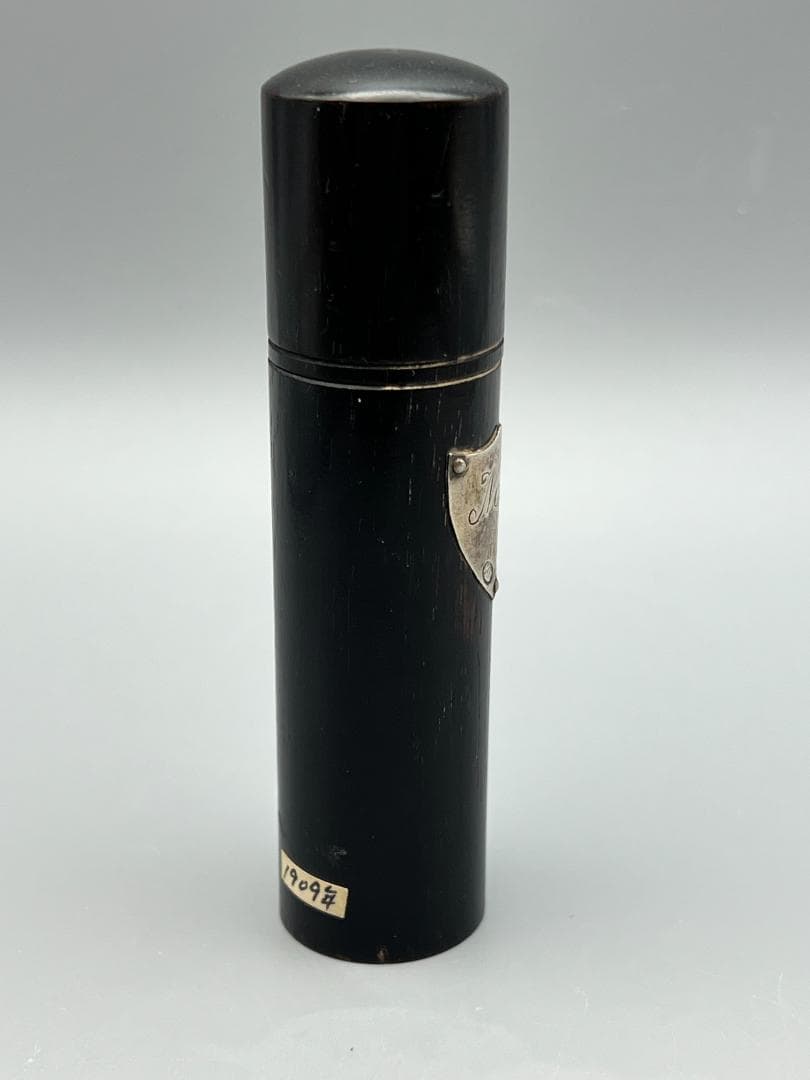 スターリングシルバー マウント付き 黒檀製 ハットピンホルダーボックス 1909