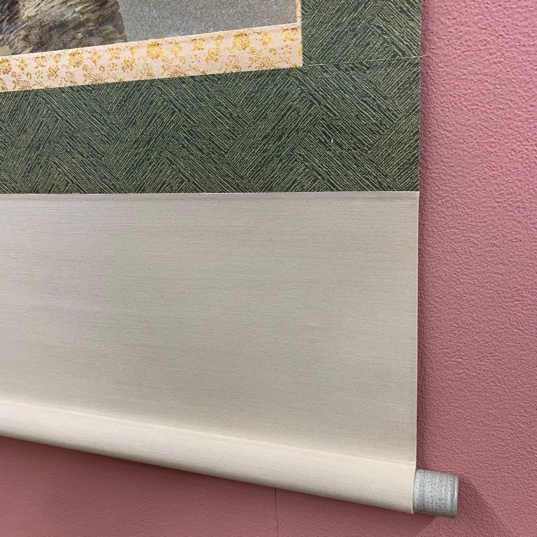 美品 掛け軸 柳沢寿江作 春宵図 桜 共箱 太巻き 縁起物