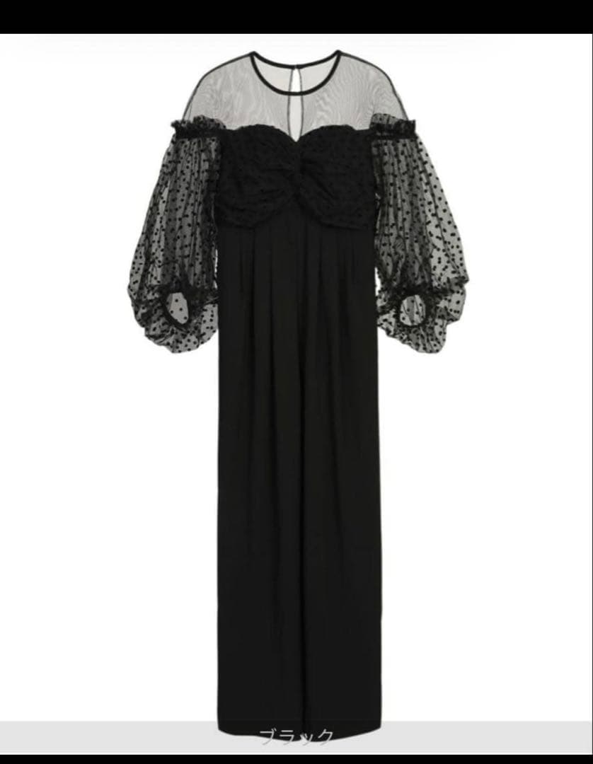 ANDRESD flocky dot pants dress【L／ブラック】