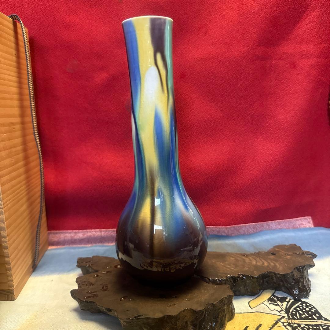 人間国宝九谷三代目八十吉(正彦)陶器花瓶　処分セール中