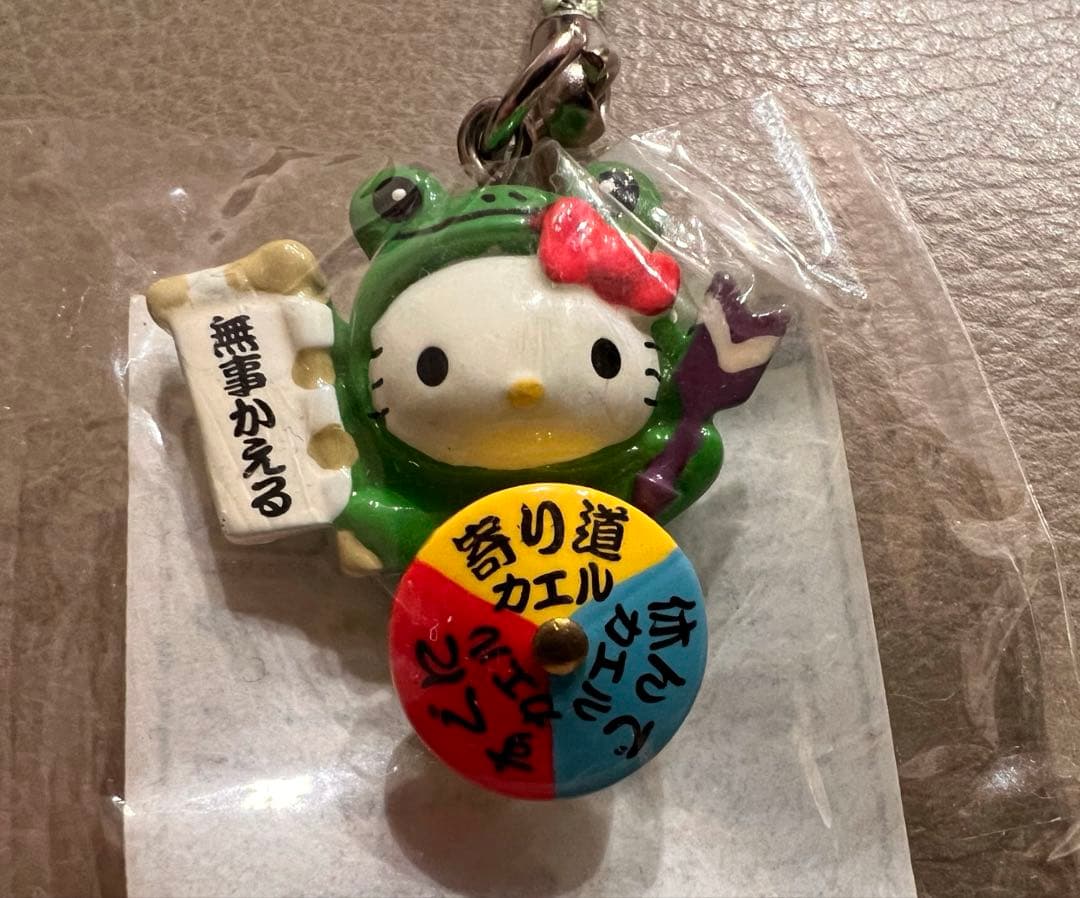 激レア【ご当地キティ】運だめし　無事かえる　根付け　ストラップ