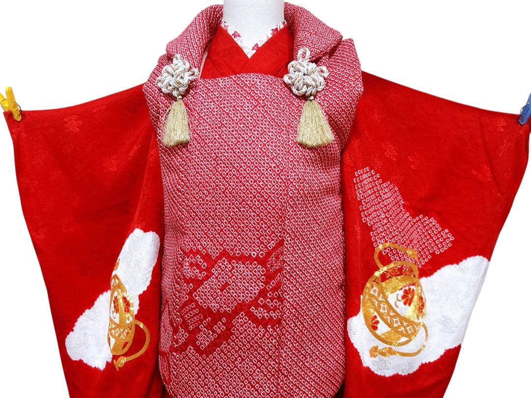 総絞り被布♡七五三　3歳　女の子　セット　一式　駒刺繍