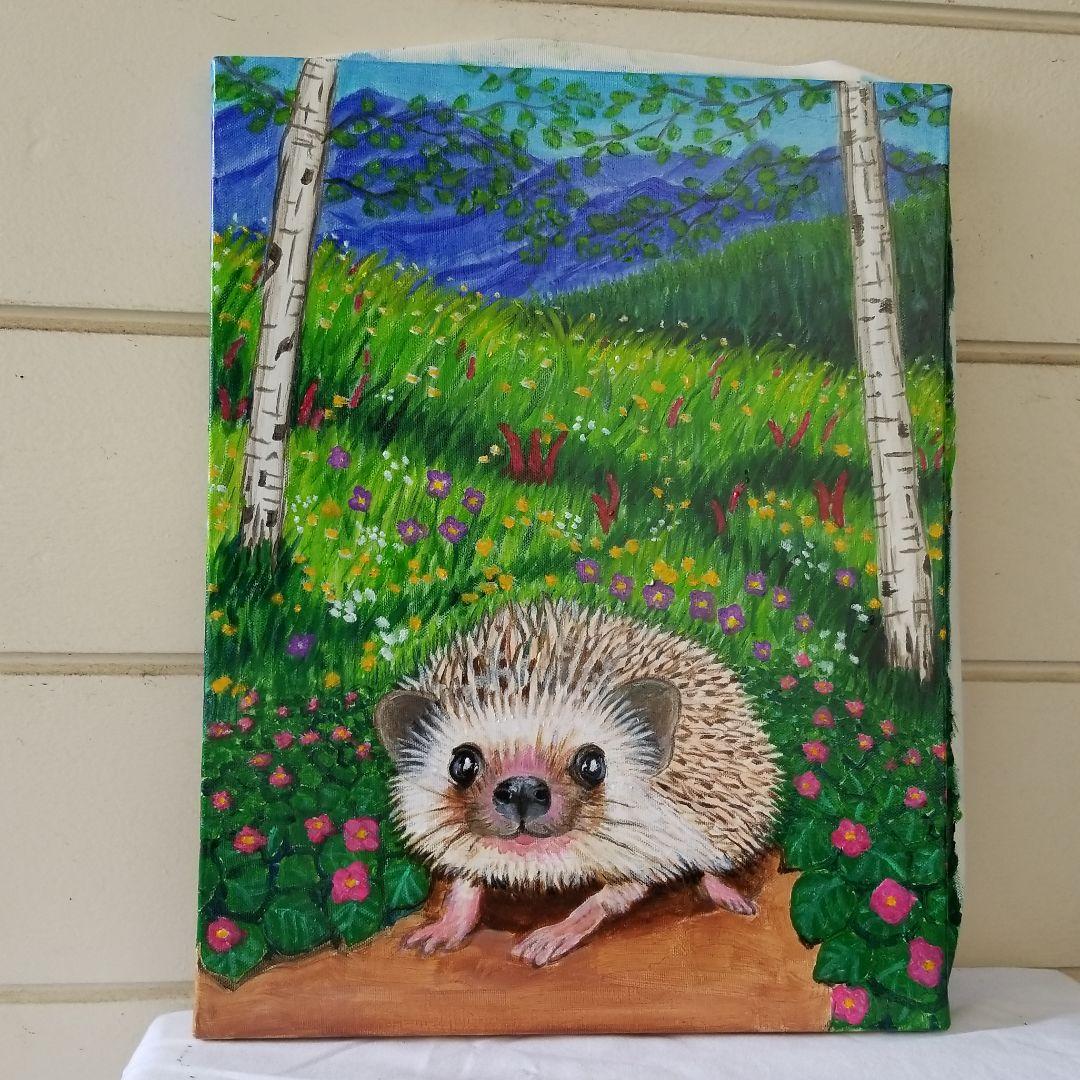 油絵　専用　遠足に来た　かわいいマロンちゃん