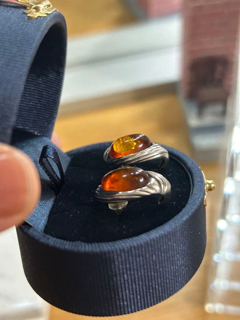 値下げ❗️北欧ヴィンテージ琥珀ピアス