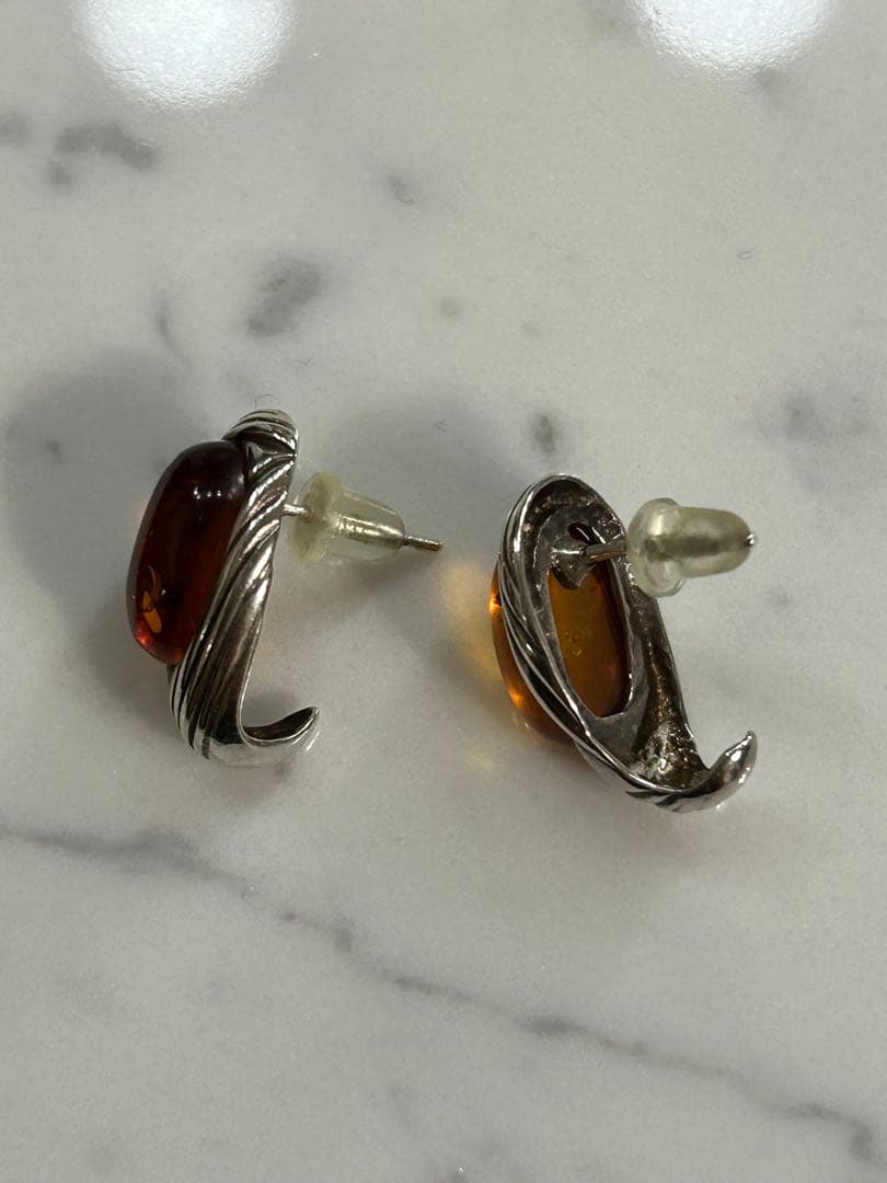 値下げ❗️北欧ヴィンテージ琥珀ピアス