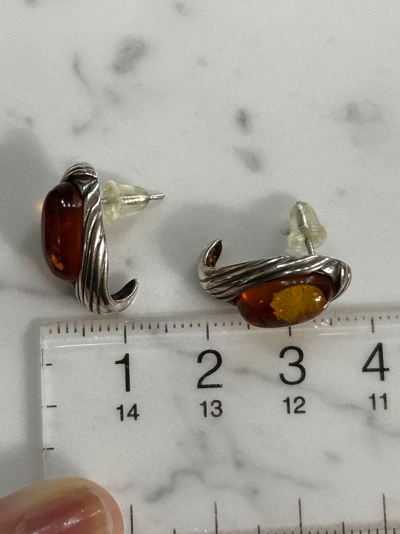 値下げ❗️北欧ヴィンテージ琥珀ピアス