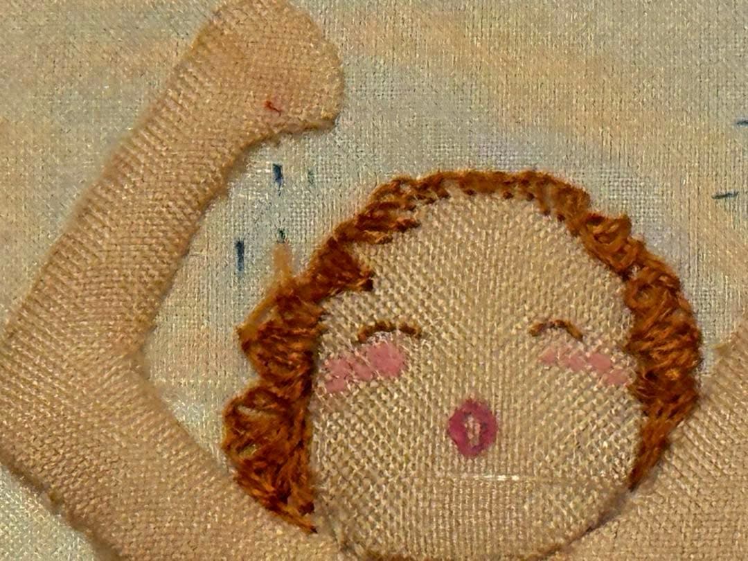 ジャクリーヌコバーン「桃色の浴室」￼ パッチワーク　額外445x 365mm