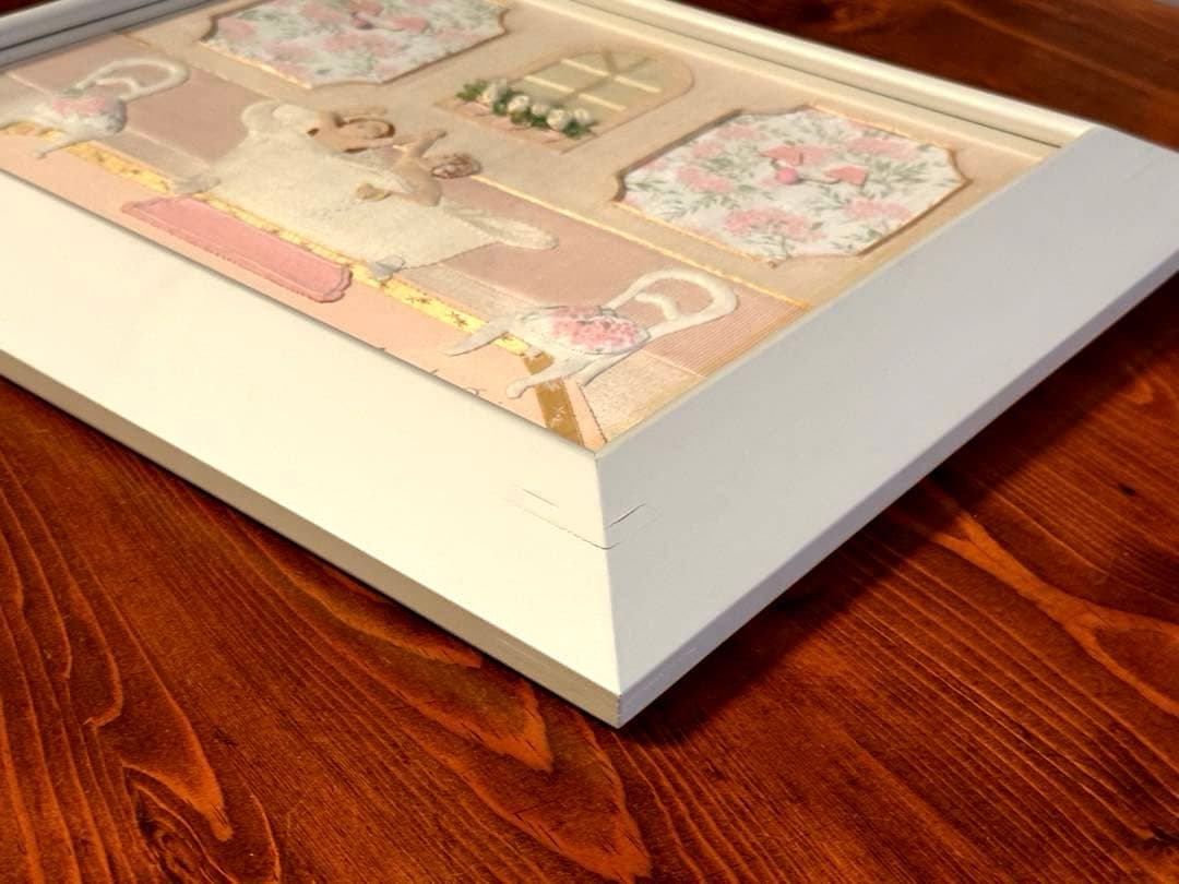 ジャクリーヌコバーン「桃色の浴室」￼ パッチワーク　額外445x 365mm