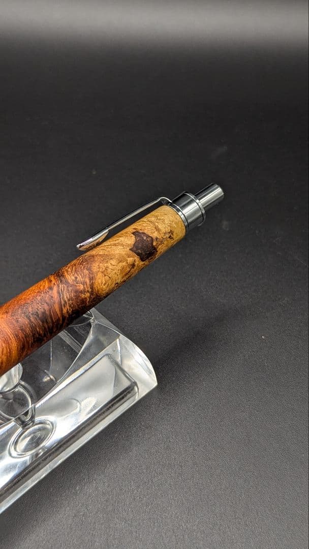 244ペン工房翌檜　花梨　紅白　源平　瘤杢　木軸シャーペン　木軸ボールペン