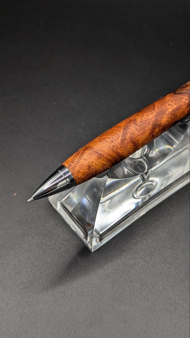 244ペン工房翌檜　花梨　紅白　源平　瘤杢　木軸シャーペン　木軸ボールペン