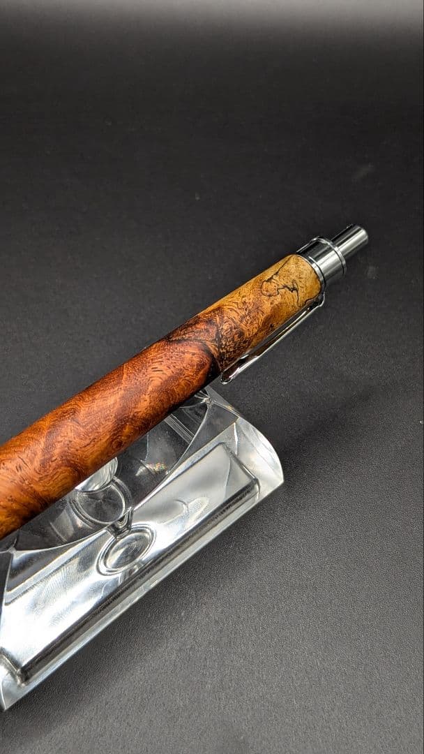 244ペン工房翌檜　花梨　紅白　源平　瘤杢　木軸シャーペン　木軸ボールペン