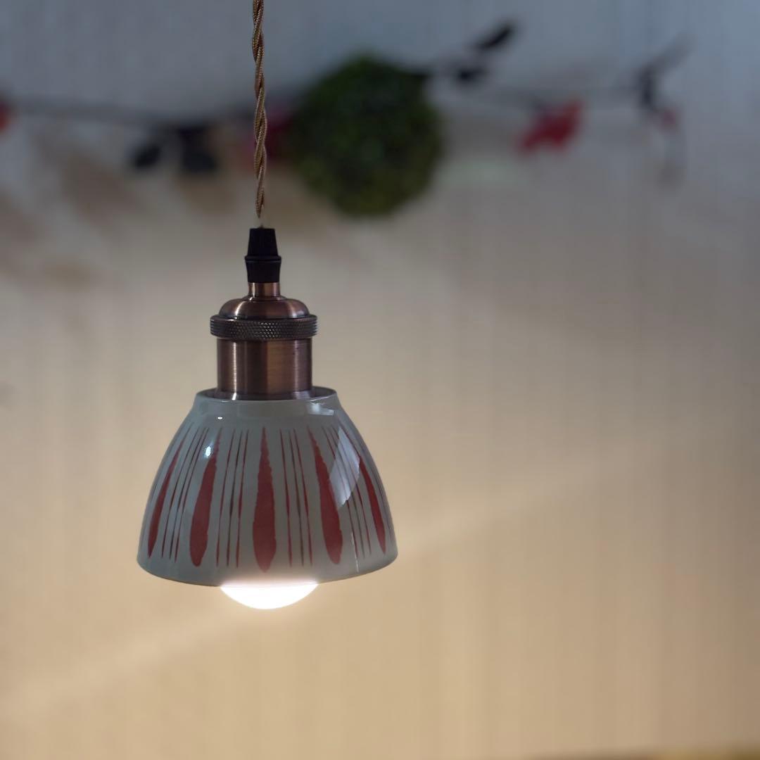 逆さ ペンダントライト　おしゃれ照明　ハンドメイド　縦縞　シーリング　ライト