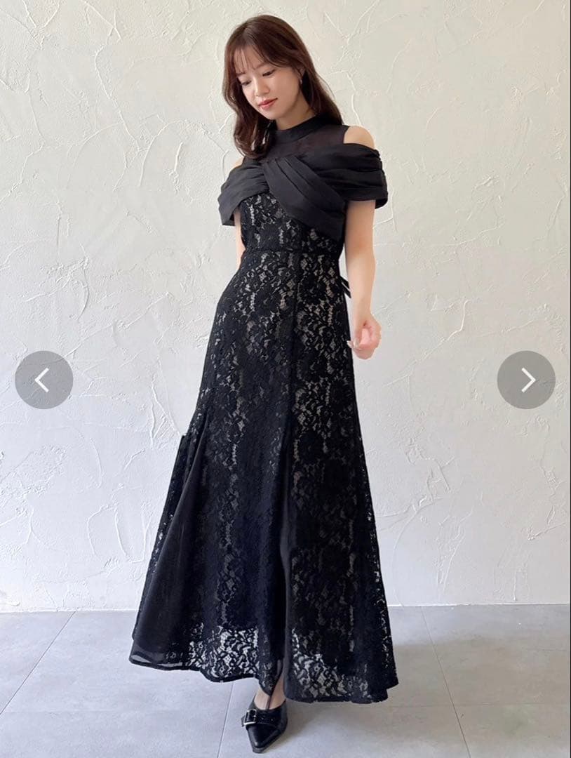 オーガンベールマーメイドドレス / ブラックレースパーティードレス