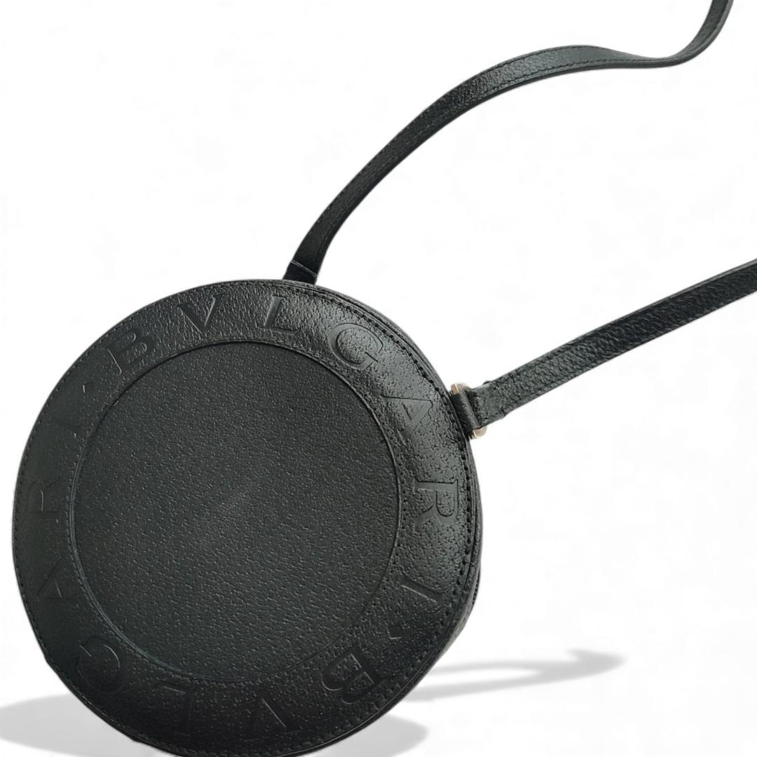 超美品 ブルガリ ミニ ショルダーバッグ ビーゼロワン ロゴ レザー ブラック