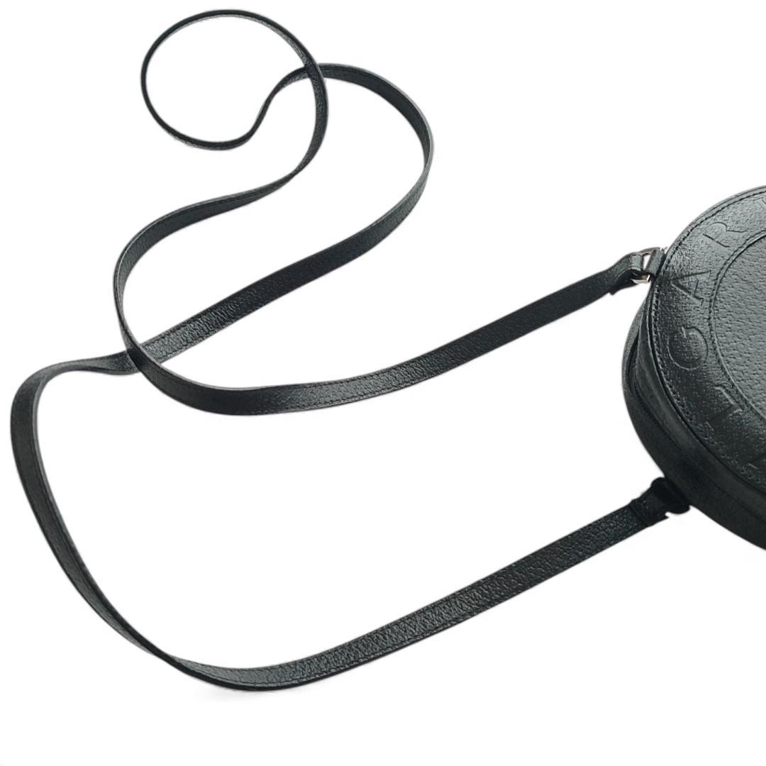 超美品 ブルガリ ミニ ショルダーバッグ ビーゼロワン ロゴ レザー ブラック