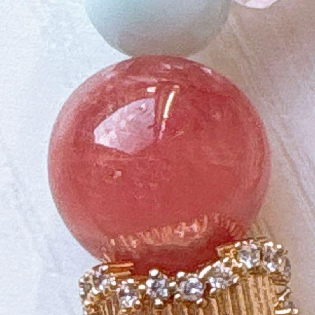 ラリマー ハート＆インカローズ・トルマリン・モルガナイト天然石ブレスレット