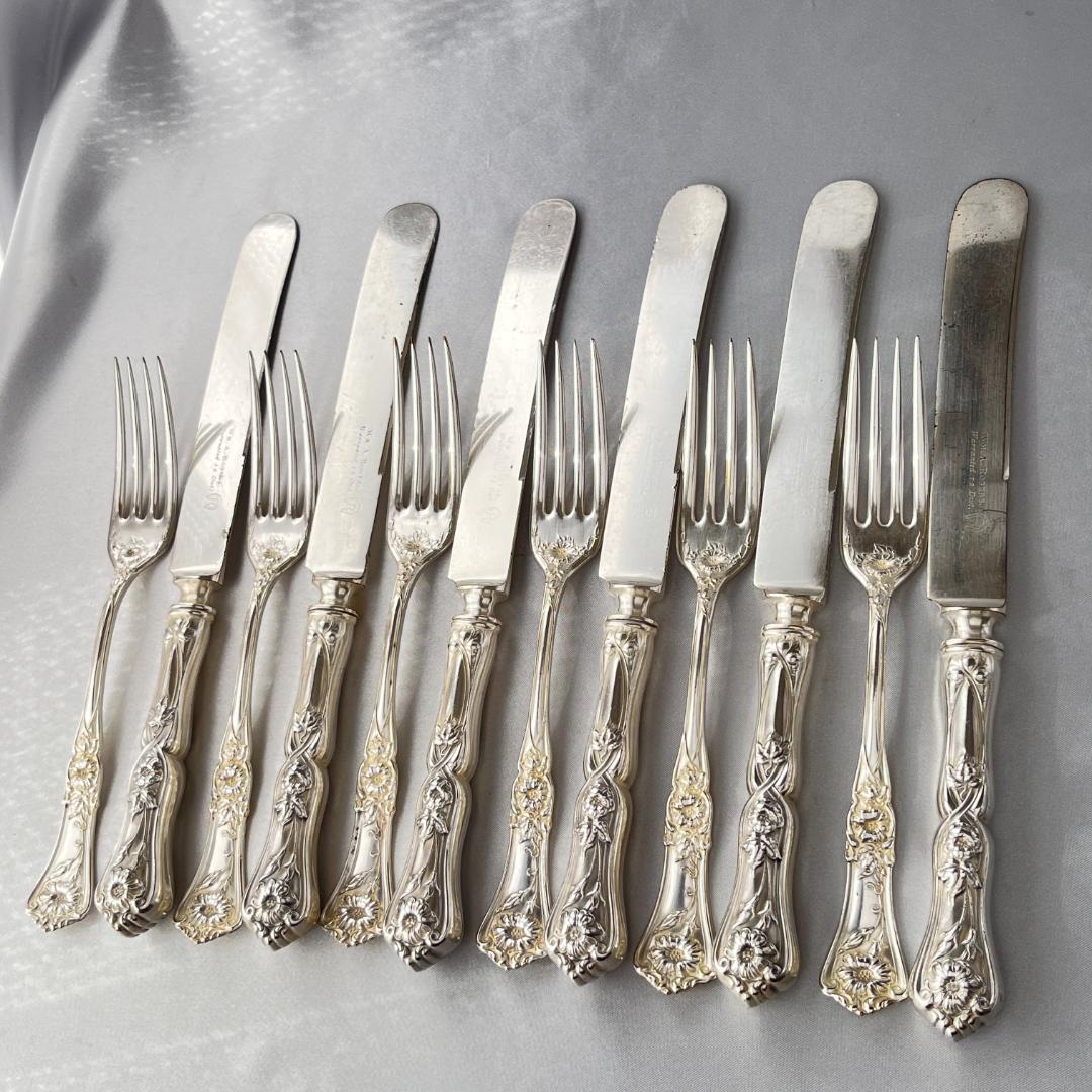 【WM A Rogers】アールヌーボー ディナーナイフ / フォーク 12本