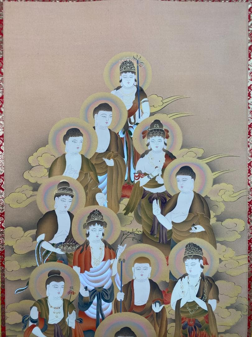 福田素仙 『十三佛』絹本 合箱 金襴表装 岐阜の人 掛軸24102508