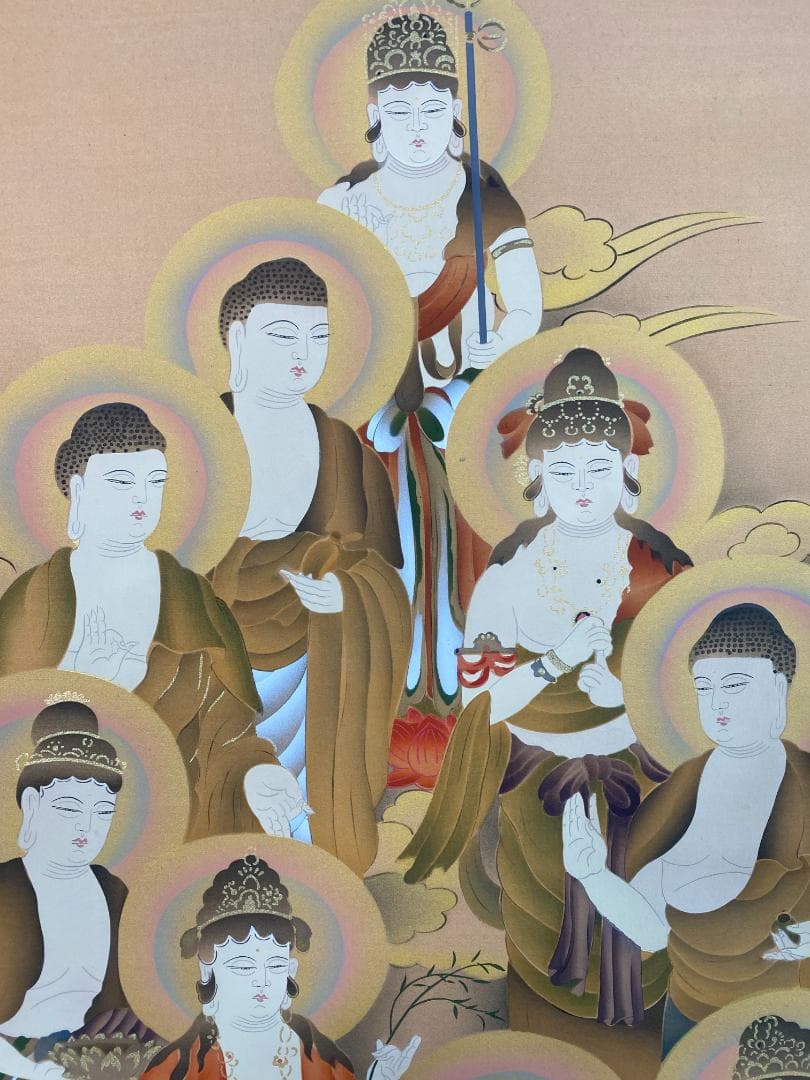 福田素仙 『十三佛』絹本 合箱 金襴表装 岐阜の人 掛軸24102508