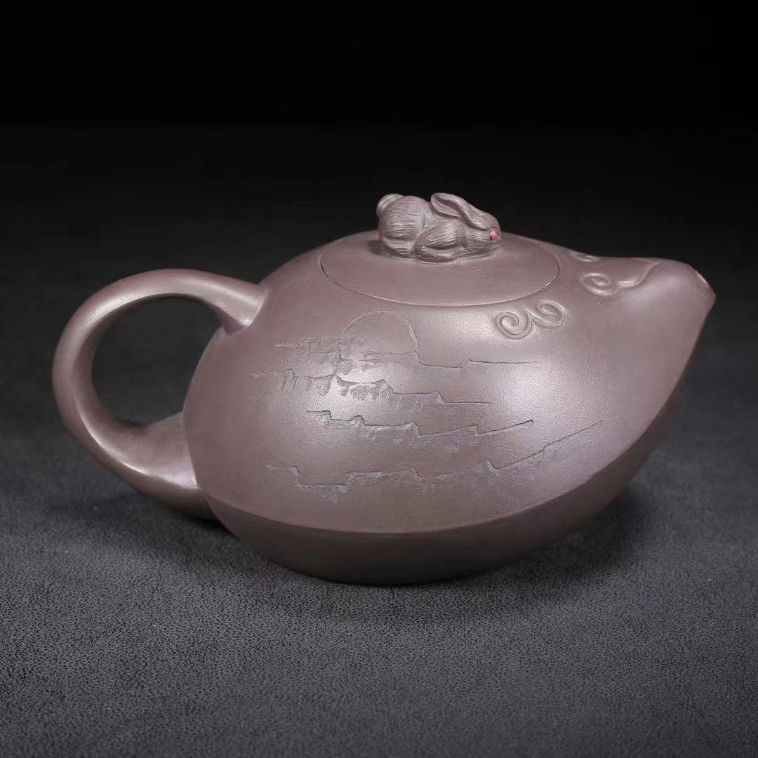 中国古美術・原鉱紫泥 ・祥瑞字紋紫砂壺・紫泥急須・茶壺・茶道具・置物・煎茶道具