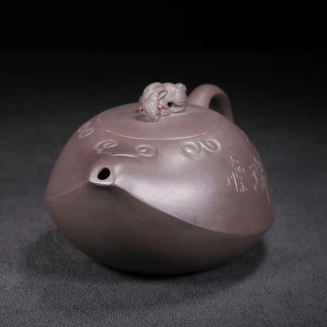 中国古美術・原鉱紫泥 ・祥瑞字紋紫砂壺・紫泥急須・茶壺・茶道具・置物・煎茶道具