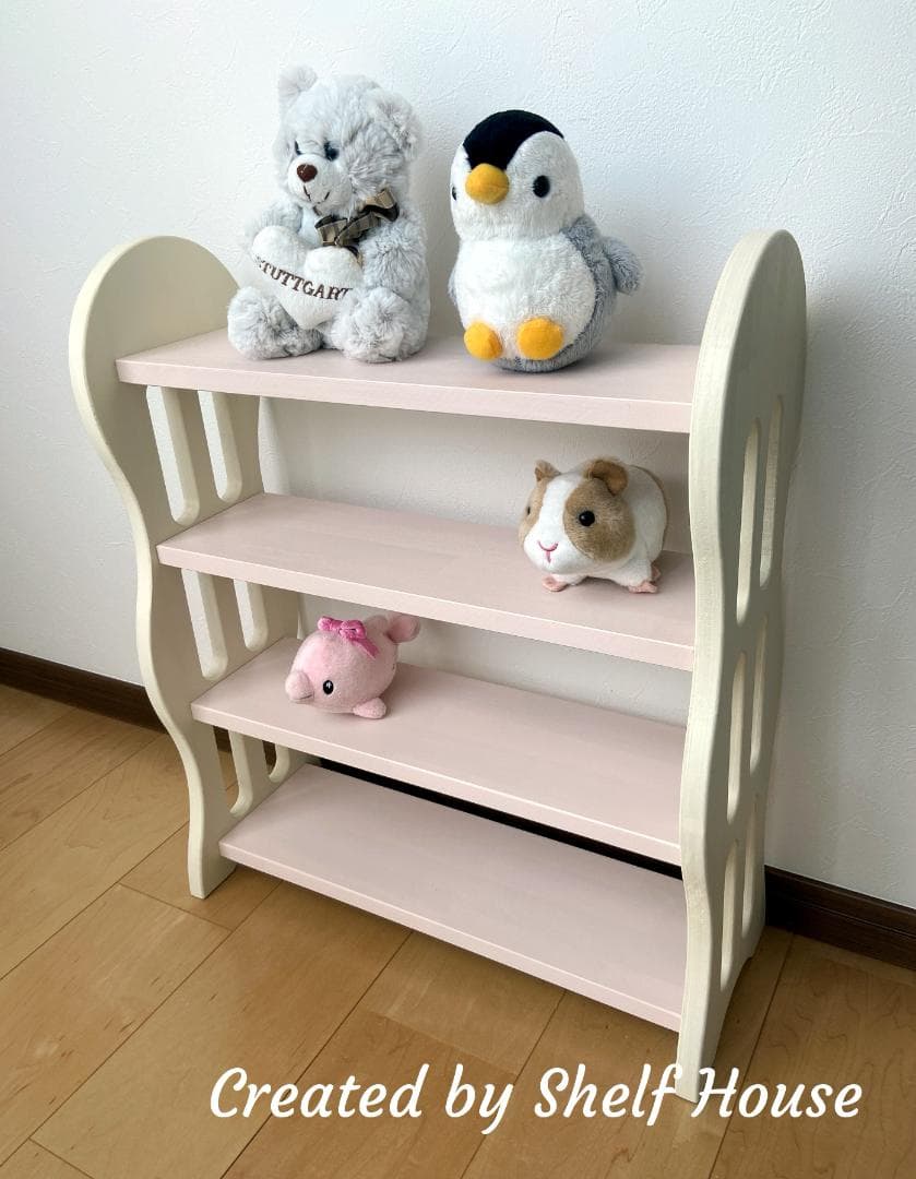 可愛い曲線デザインの木製棚 F