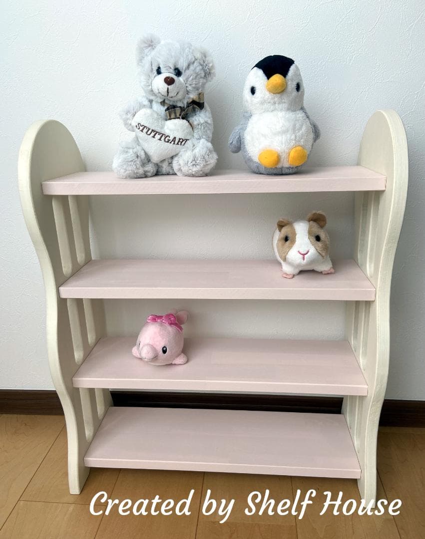 可愛い曲線デザインの木製棚 F