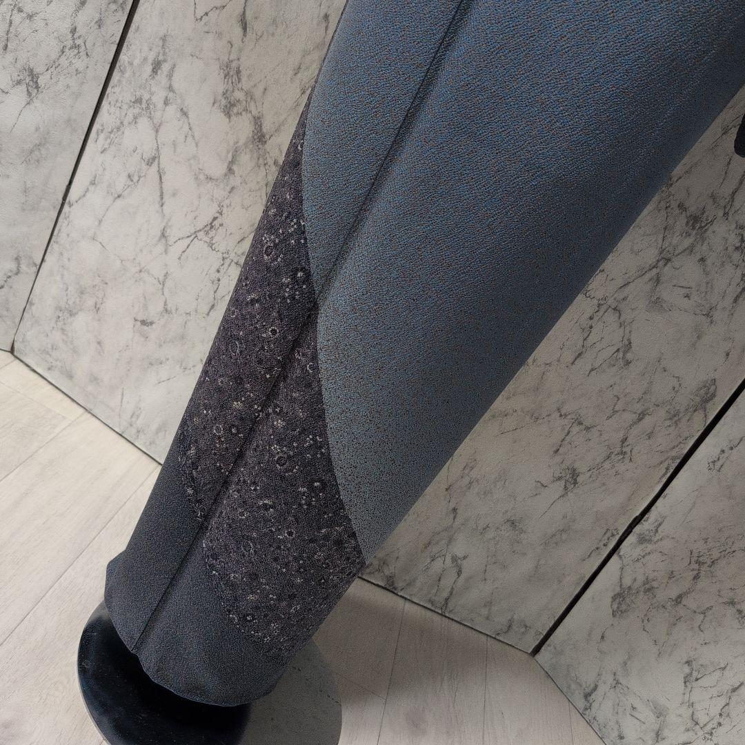 プロフ必読Happy様正絹青色 訪問着 片側模様 斜め柄