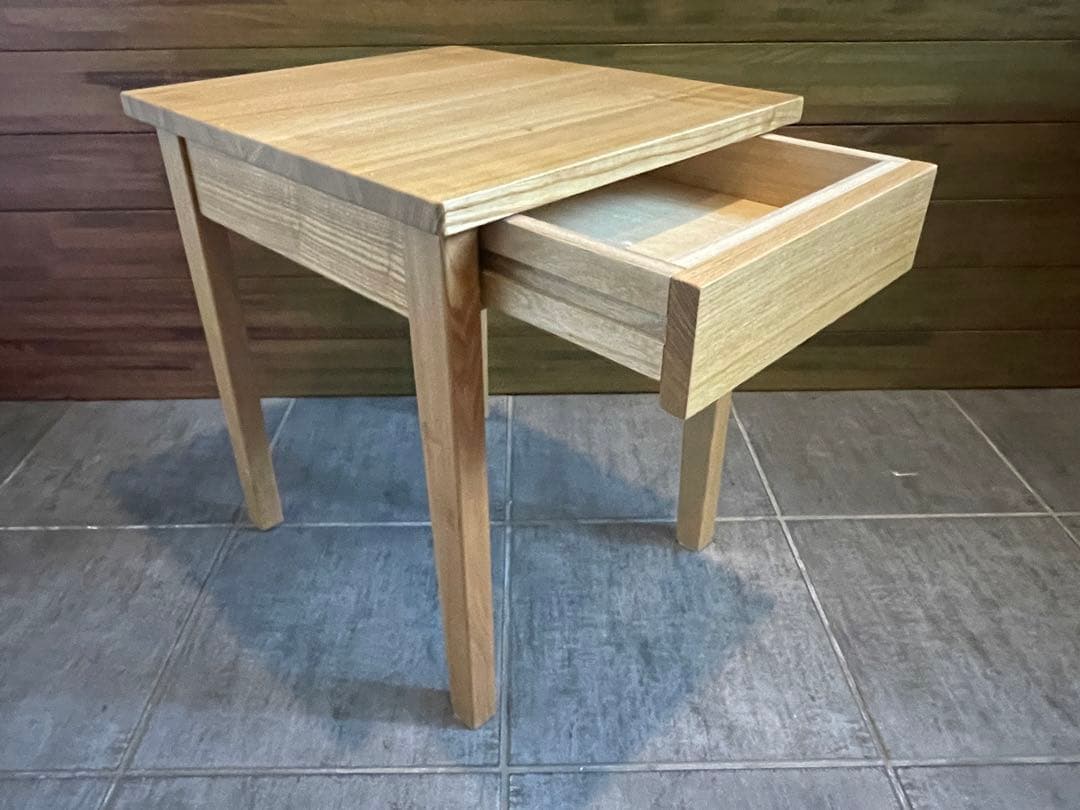 超美品■MUJI/無印良品■廃盤品 天然木タモ材 ベッドサイドテーブル■無垢材