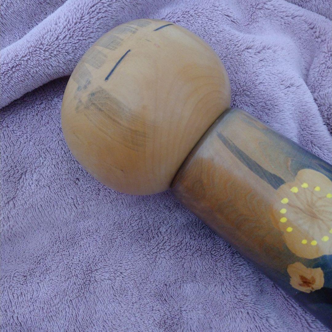 白峯 作 創作こけし 大きいサイズ レトロ 梅童 青 赤 ペア2体セット