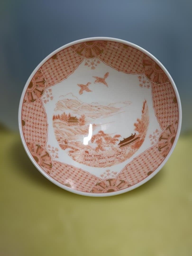 赤絵風景画茶碗