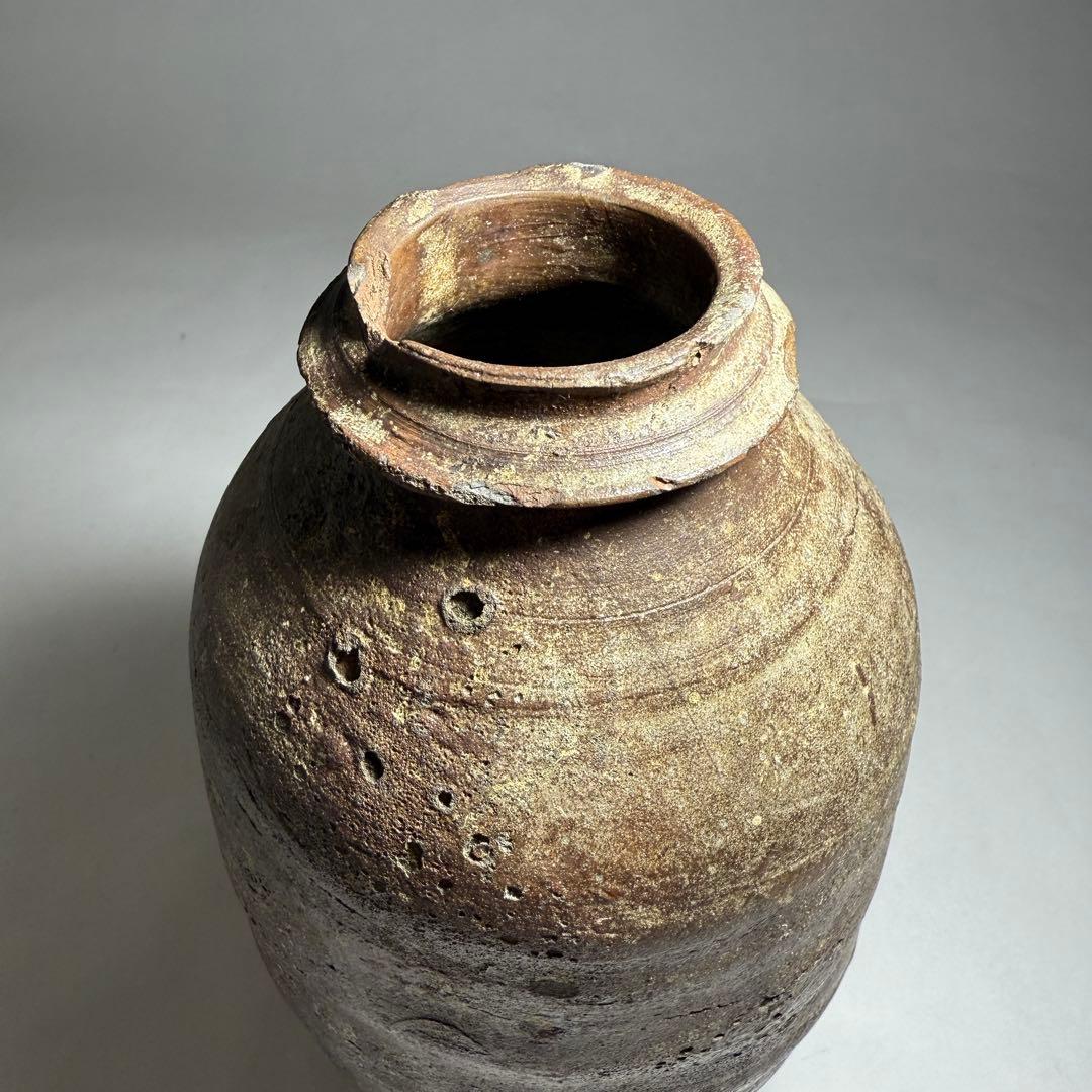 ◆粽花入 南蛮焼 焼締め 徳利 花活け 茶人好み 室町〜桃山時代◆